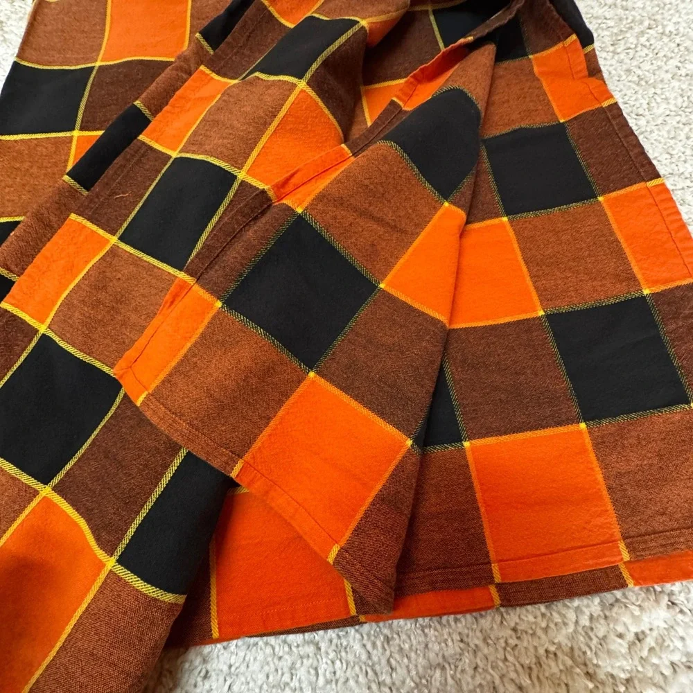 Retro Orange Black Plaid Tablecloth Large 56x98 Cabin‎ Lodge Decor